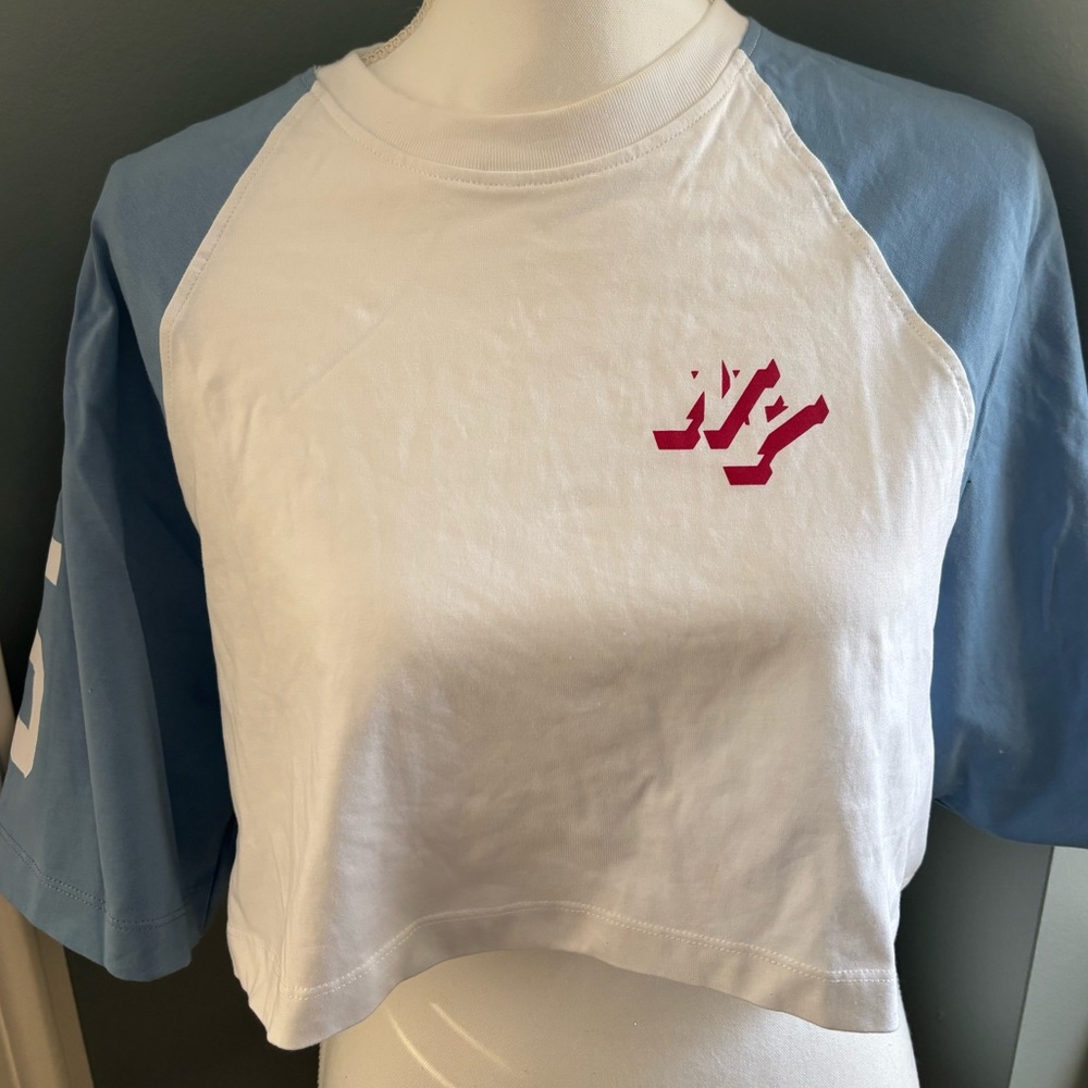 Zara White and Blue Top